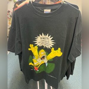 Vintage 1998 The Simpsons Homer Bart UFO Alien Intelligent Life Here Tee XL